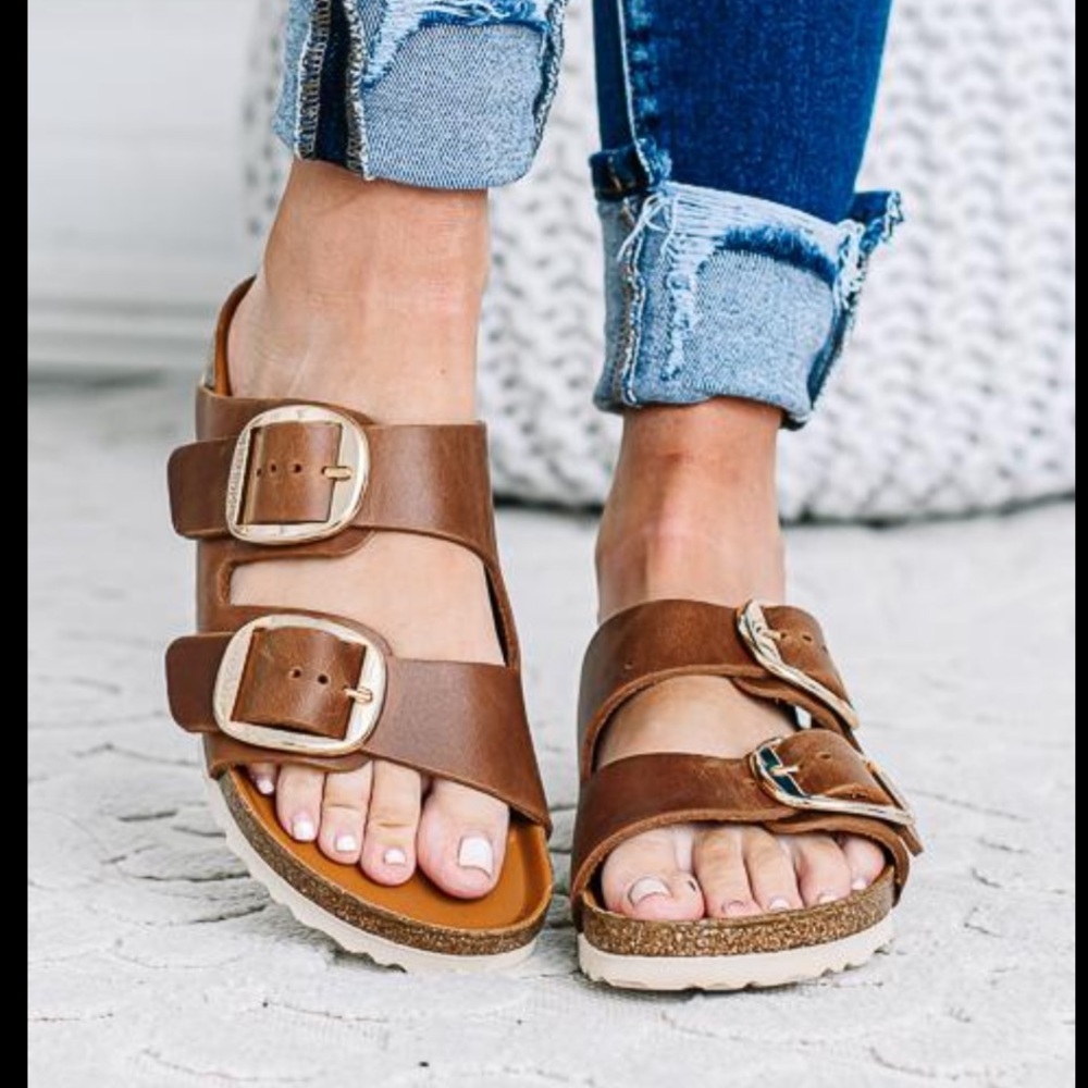 BIRKENSTOCK  Arizona big buckle Cognac by free people EU 36 US 6 preowned